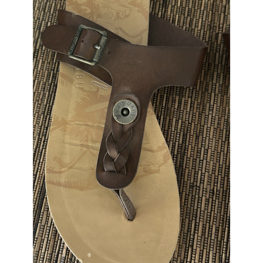 Blowfish Brown Braided Leather Toe-Post Sandals - Picture 2 of 3